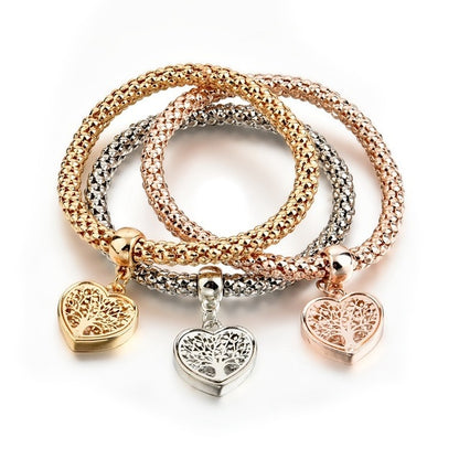 Tree of Life Heart Bracelet Chain Set