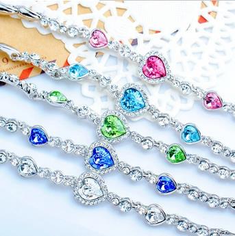 Classic Ocean Heart Crystal Silver Fashion Bracelets