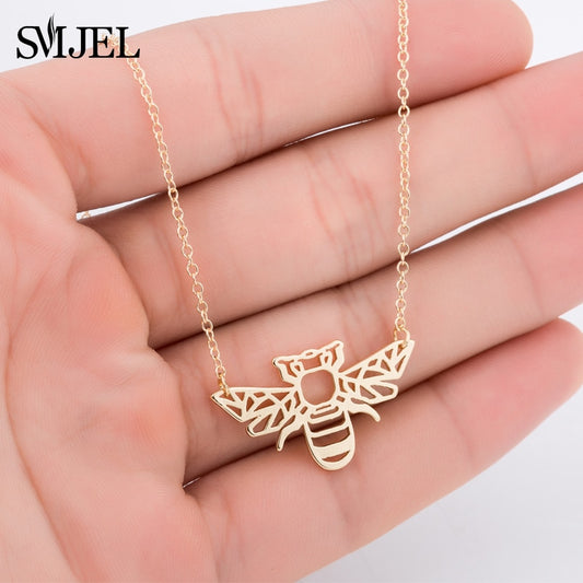 Gold Bee Pendant Necklace