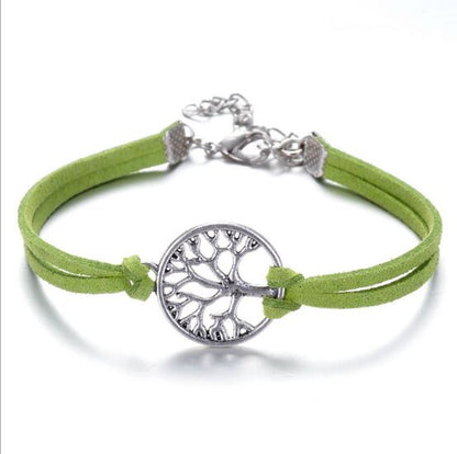 Tree of Life Infinity Charm Leather Bracelet