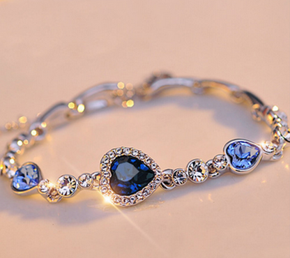 Classic Ocean Heart Crystal Silver Fashion Bracelets