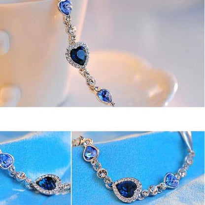 Classic Ocean Heart Crystal Silver Fashion Bracelets