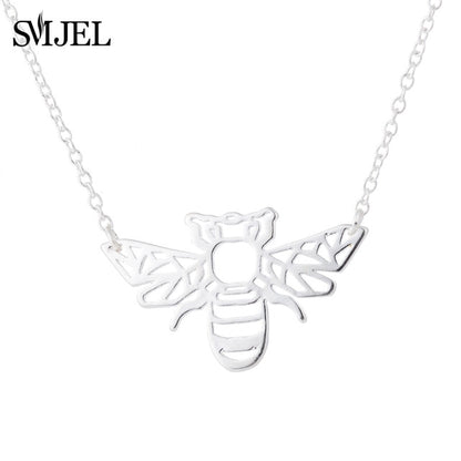 Gold Bee Pendant Necklace