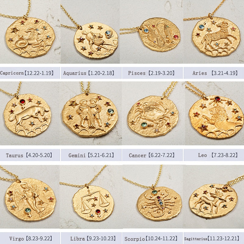 Zodiac Gold Constellation Necklace for Women