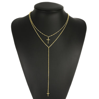 Small Gold Cross Pendant Necklace