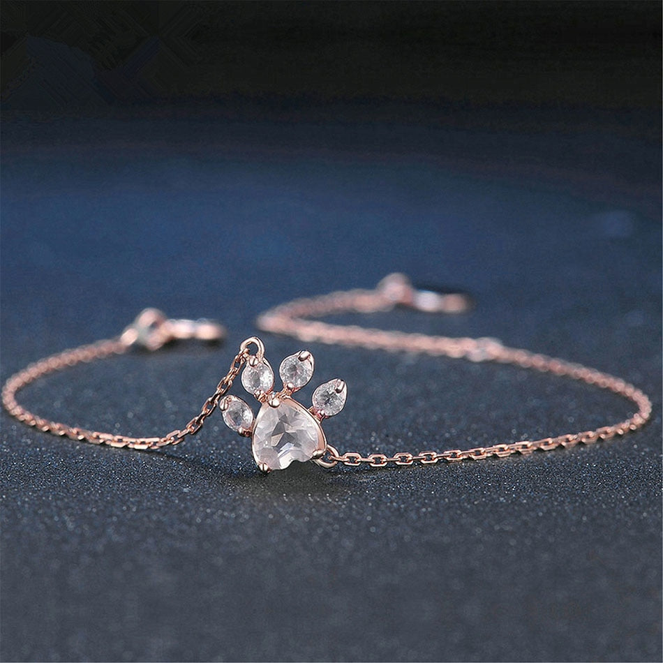 Crystal Paw Print Bracelet  for Women