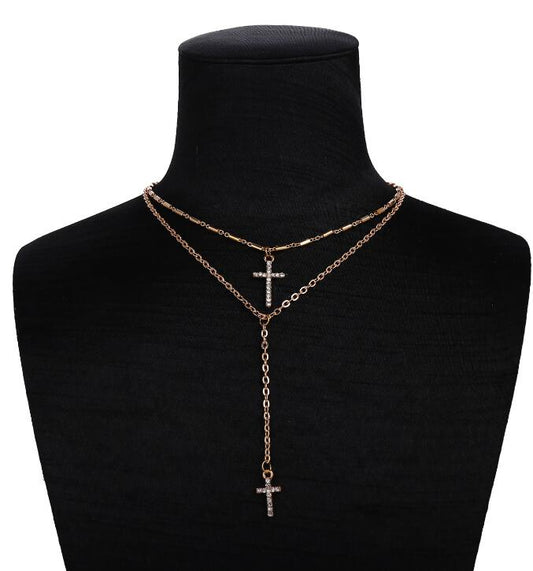 Small Gold Cross Pendant Necklace