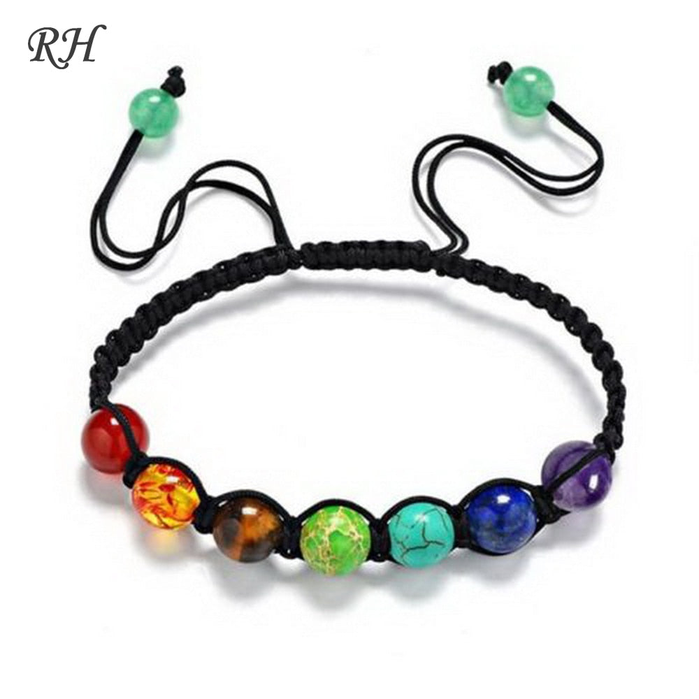 8mm Big Beads 7 Chakra Bracelet