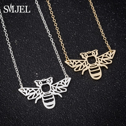 Gold Bee Pendant Necklace