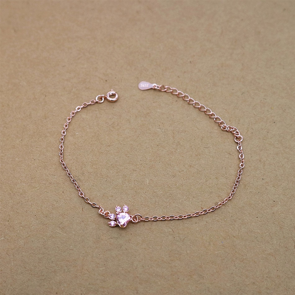 Crystal Paw Print Bracelet  for Women