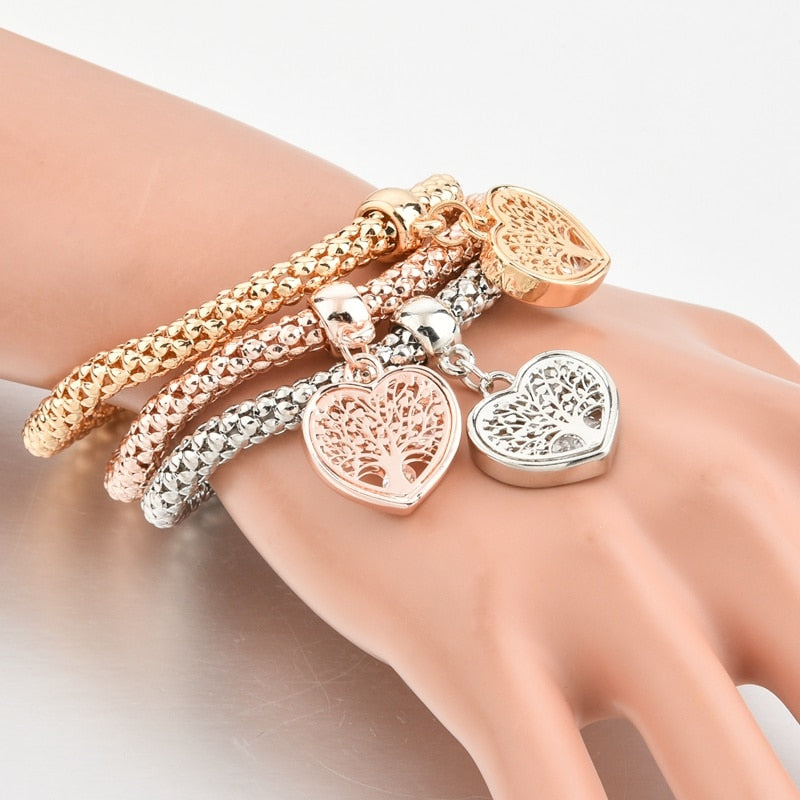 Tree of Life Heart Bracelet Chain Set