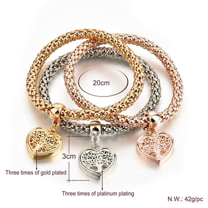 Tree of Life Heart Bracelet Chain Set