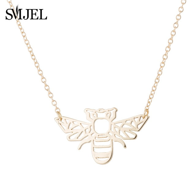 Gold Bee Pendant Necklace