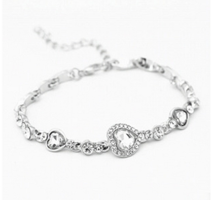 Classic Ocean Heart Crystal Silver Fashion Bracelets