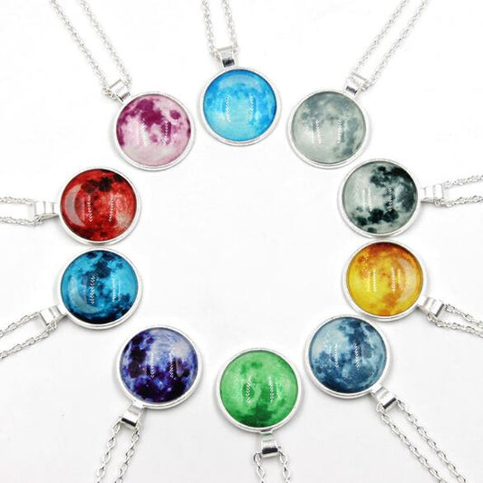 Glowing Jewelry Full Moon Handmade Glass Dome Necklace