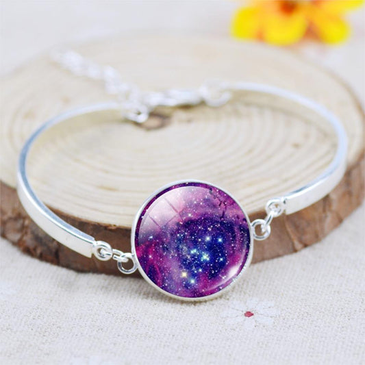 Vintage Galaxy purple Color Glass Bangle Bracelets