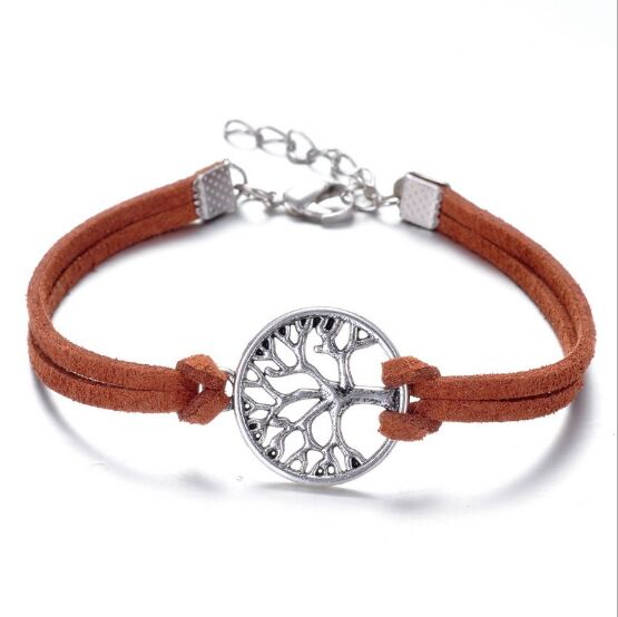 Tree of Life Infinity Charm Leather Bracelet