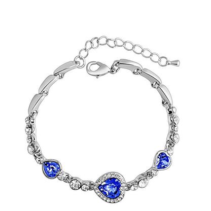 Classic Ocean Heart Crystal Silver Fashion Bracelets