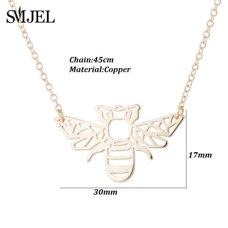 Gold Bee Pendant Necklace