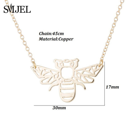 Gold Bee Pendant Necklace